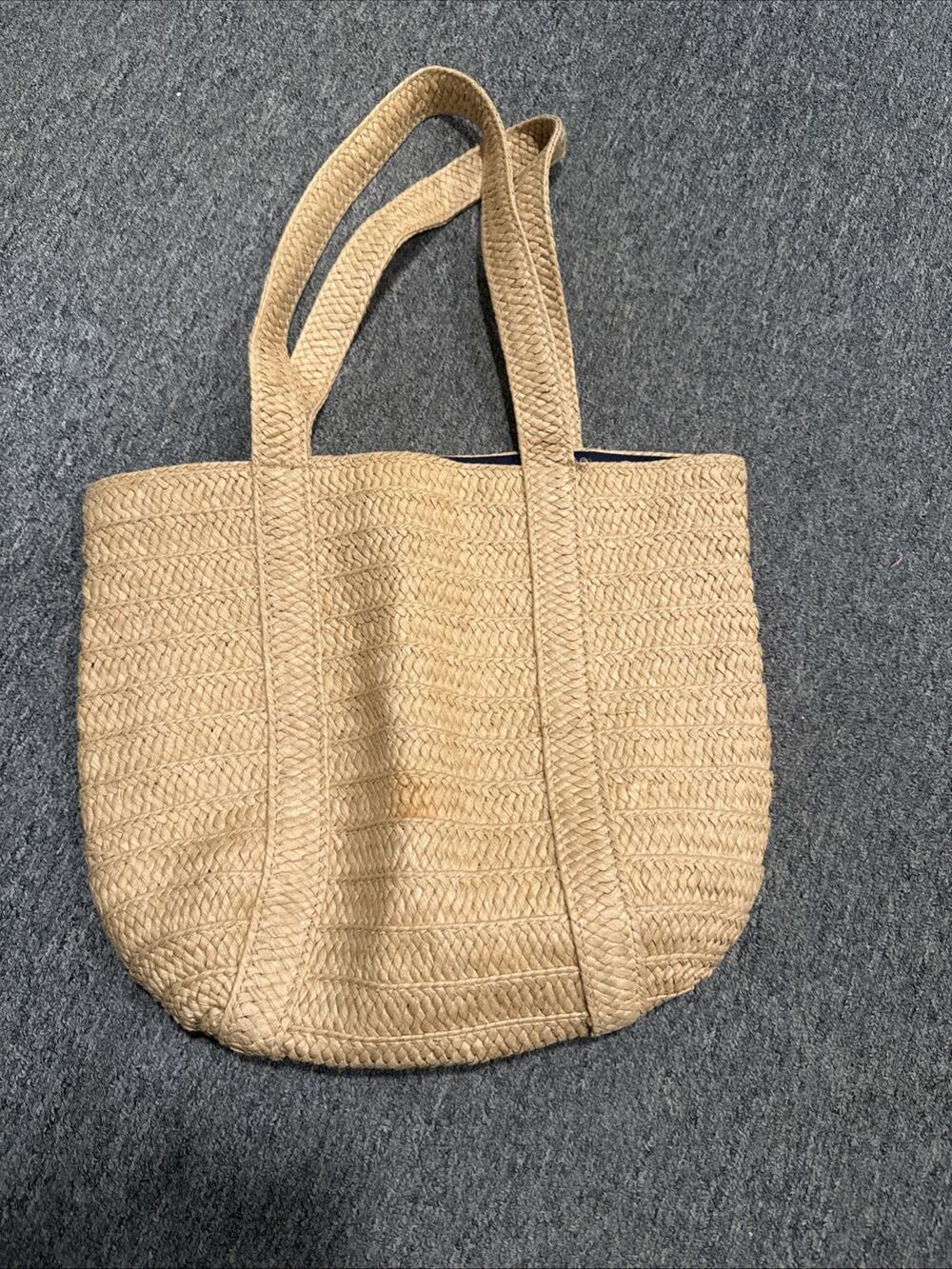 Draper James Everyday Straw Basket Purse Tote Beach Bag Pack Flat For Travel